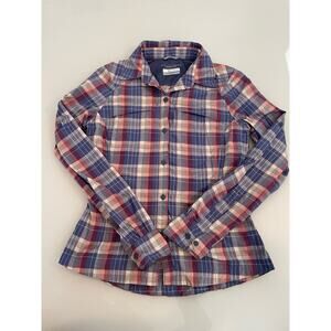 Columbia Women’s Plaid Hiking Shirt Long Sleeve Red/Blue Size XS Omnishield